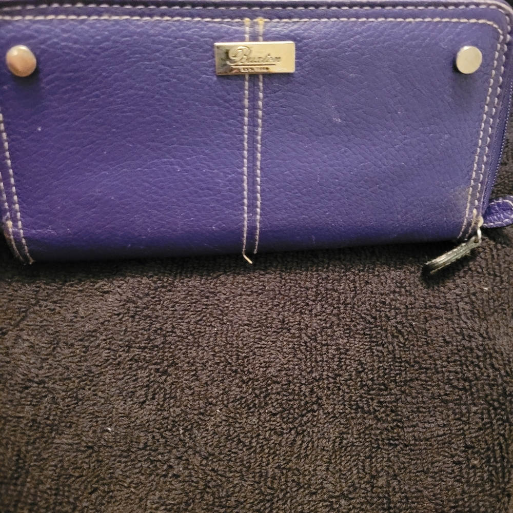 Buxton Purple Leather Wallet Clutch Zip Around Orangnizer